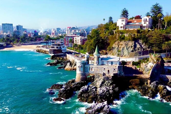 The rocky Vina del Mar shoreline with Castillo Wulff standing out over the water